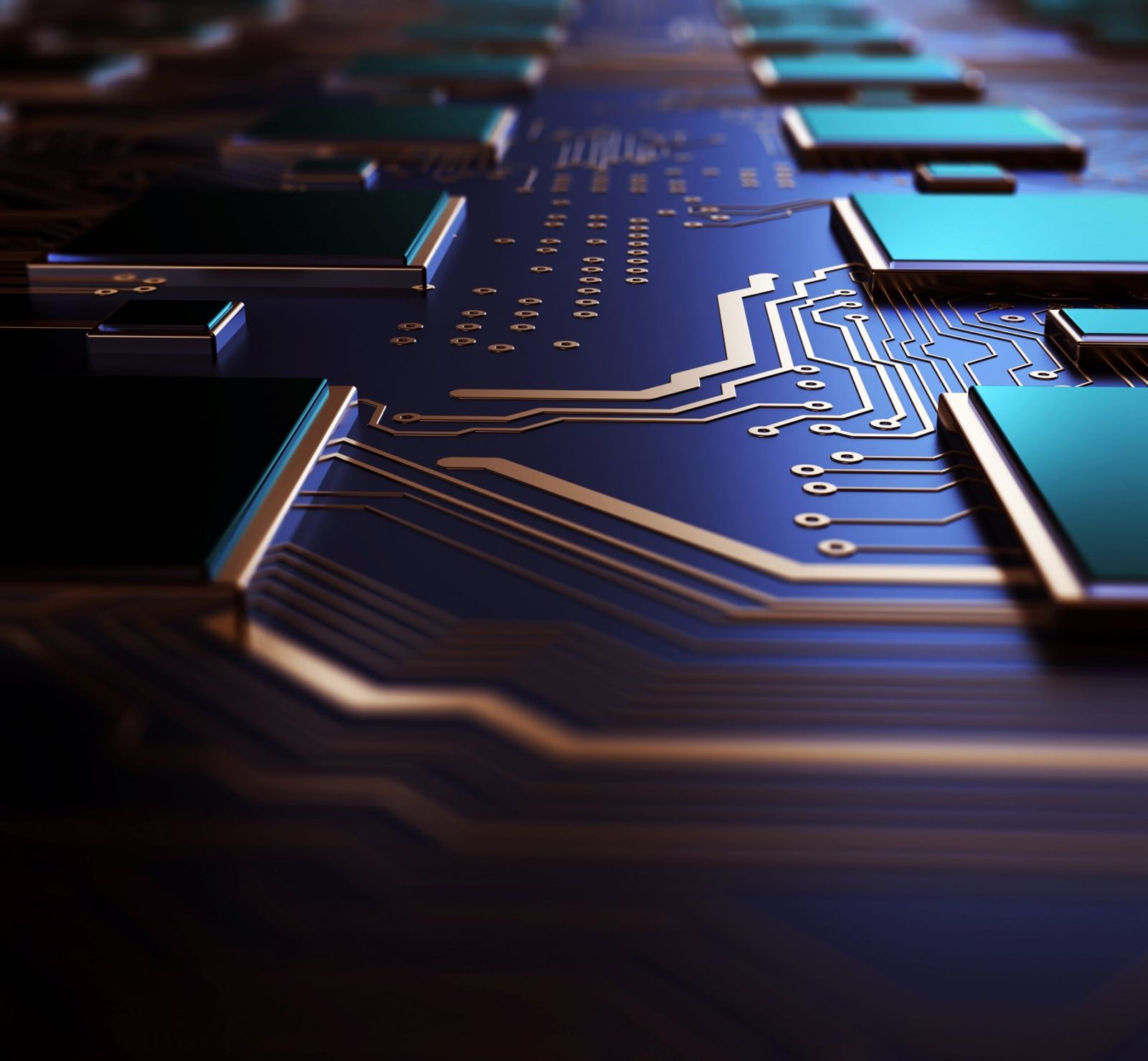 Close-up of high-speed circuit board traces